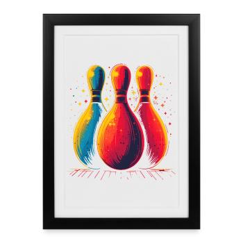 Look rétro bowling - Affiche encadrée (27 × 37 cm) - noir - Devant