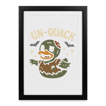 Zombie Badeente & lustiger Spruch "Un-Quack" Motiv - Gerahmtes Poster (27 × 37 cm) - Schwarz - Vorne