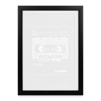 Retro VHS Cassette Tape Illustration - Framed poster (27 × 37 cm) - black - Front