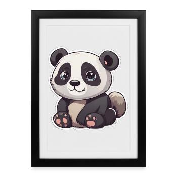 Cute panda with big eyes - Framed poster (27 × 37 cm) - black - Front