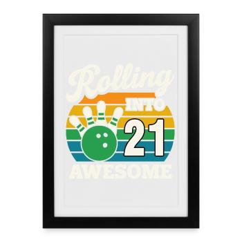 Bowling Snake Year 2021 T-Shirt Design - Framed poster (27 × 37 cm) - black - Front