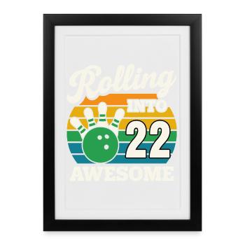 Bowling 22 Birthday Celebration Graphic - Framed poster (27 × 37 cm) - black - Front