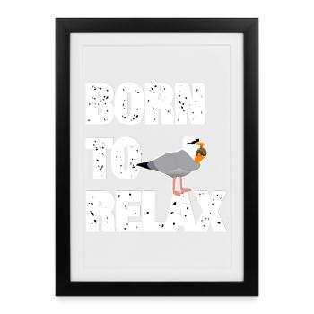 Né pour se détendre Seagull - Affiche encadrée (27 × 37 cm) - noir - Devant