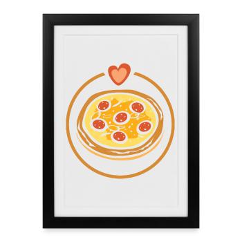 Pizza Love – Heart for Foodies - Framed poster (27 × 37 cm) - black - Front