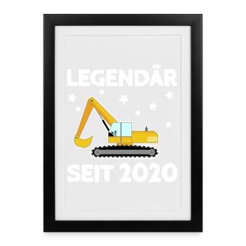 Excavatrice légendaire depuis 2020 - Affiche encadrée (27 × 37 cm) - noir - Devant