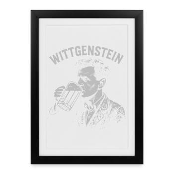 Whittgenstein Beer Drinking Illustration - Framed poster (27 × 37 cm) - black - Front