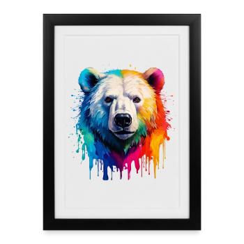 Colorful Polar Bear Head with Gradient - Framed poster (27 × 37 cm) - black - Front