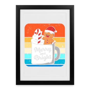 Bonhomme en pain d'épices de Noël en pain d'épices - Affiche encadrée (27 × 37 cm) - noir - Devant