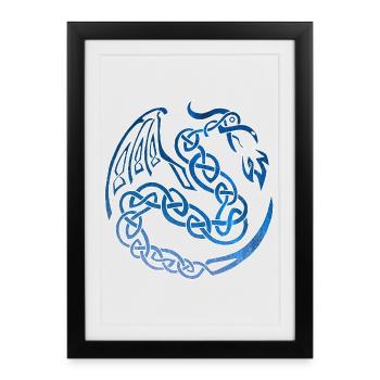 Dragon celte galactique - Affiche encadrée (27 × 37 cm) - noir - Devant
