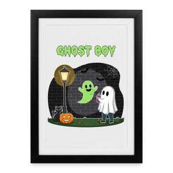 Ghost Boy Halloween Scene - Framed poster (27 × 37 cm) - black - Front