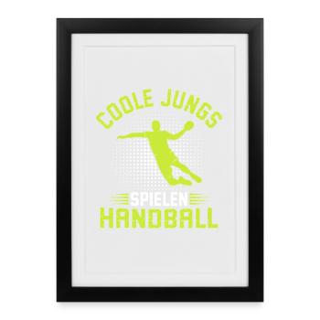 Cool boys playing handball handball players - Framed poster (27 × 37 cm) - black - Front