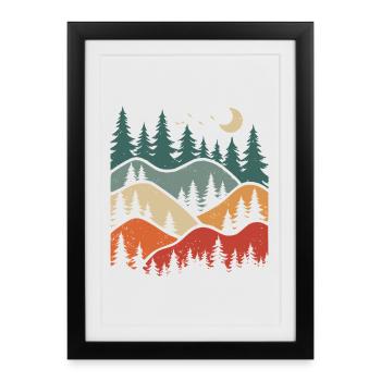 Forêt Paysage Nature Arbres Amoureux de la Nature - Affiche encadrée (27 × 37 cm) - noir - Devant