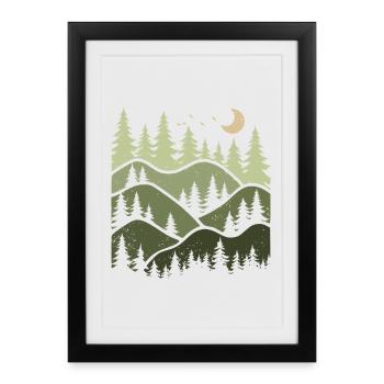 Forêt Paysage Nature Arbres Amoureux de la Nature - Affiche encadrée (27 × 37 cm) - noir - Devant