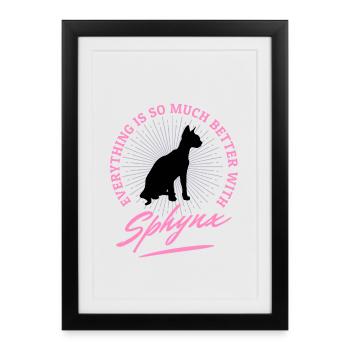 Black Sphynx chat Dictons Humour Citations - Affiche encadrée (27 × 37 cm) - noir - Devant