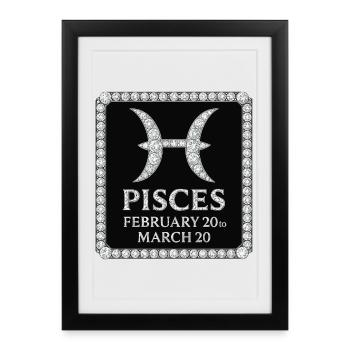 Zodiac sign Pisces - Framed poster (27 × 37 cm) - black - Front
