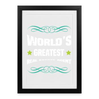 Le meilleur dicton de courtier au monde - Affiche encadrée (27 × 37 cm) - noir - Devant