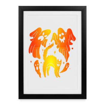 Funny Halloween Costume Cat Ghost Ghost Top - Framed poster (27 × 37 cm) - black - Front