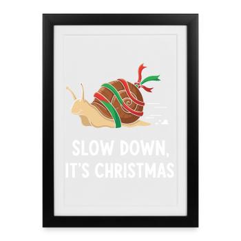 Slow Down Christmas Snail - Framed poster (27 × 37 cm) - black - Front