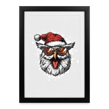 Eule Weihnachten Lustig - Gerahmtes Poster (27 × 37 cm) - Schwarz - Vorne