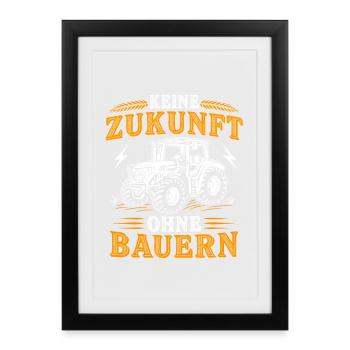 No future without farmers agriculture tractor - Framed poster (27 × 37 cm) - black - Front