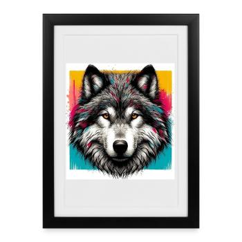 Wolf - Gerahmtes Poster (27 × 37 cm) - Schwarz - Vorne