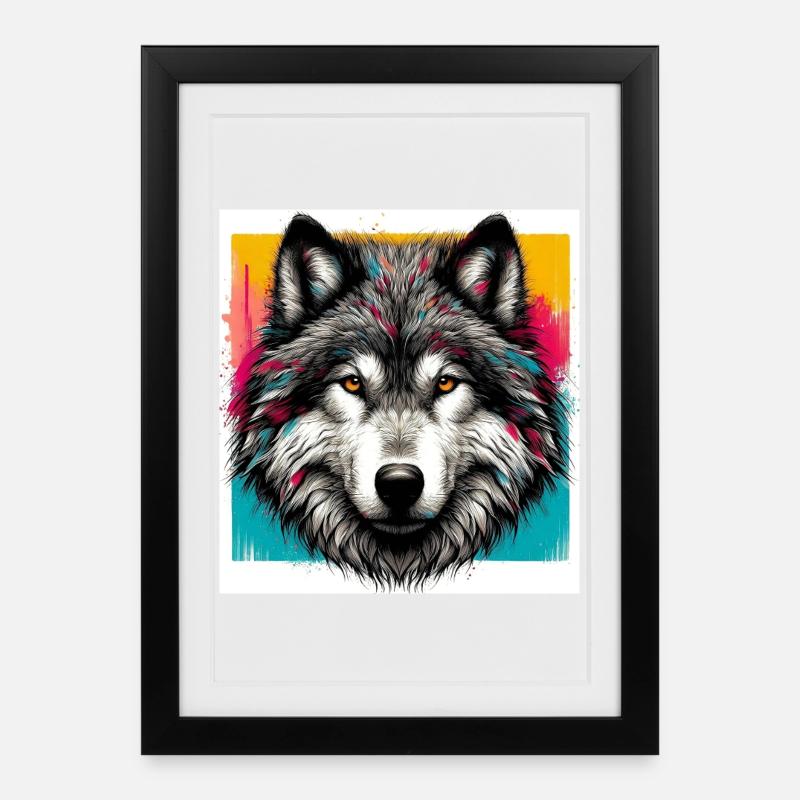 Wolf - Framed poster (27 × 37 cm) - black