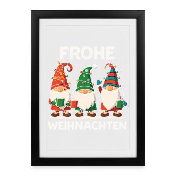 Merry Christmas Gnomes Funny Christmas Motif - Framed poster (27 × 37 cm) - black - Front