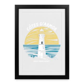 Côtes-d'Armor 22 Brittany Wild Coastline Lighthouse - Framed poster (27 × 37 cm) - black - Front