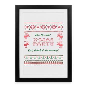 Chemise de fête de Noël - Affiche encadrée (27 × 37 cm) - noir - Devant
