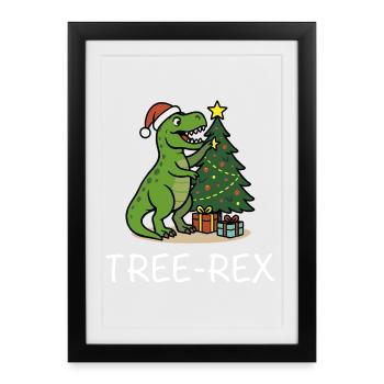 Tree-Rex – T-Rex de Noël avec motif Dino - Affiche encadrée (27 × 37 cm) - noir - Devant