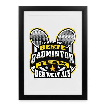 Joueur de badminton offre des tenues de badminton - Affiche encadrée (27 × 37 cm) - noir - Devant