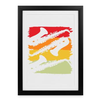 Saxophone Saxophoniste Instrument de musique - Affiche encadrée (27 × 37 cm) - noir - Devant