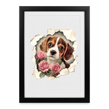 Beagle - Framed poster (27 × 37 cm) - black - Front