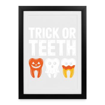 Trick or Teeth Halloween Tee - Framed poster (27 × 37 cm) - black - Front