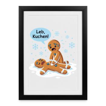 Leb Kuchen Funny German Gingerbread Pun - Framed poster (27 × 37 cm) - black - Front