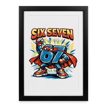 Numéro 67 Six Sept Cadeau Mignon Meme - Affiche encadrée (27 × 37 cm) - noir - Devant