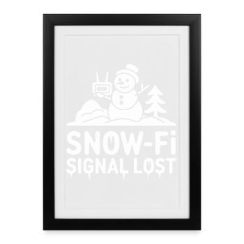 Snow Fi Signal Lost Funny Snowman Winter - Affiche encadrée (27 × 37 cm) - noir - Devant