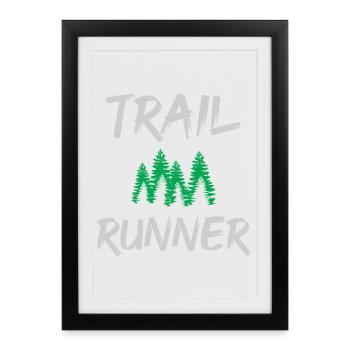 Coureur de trail - Affiche encadrée (27 × 37 cm) - noir - Devant