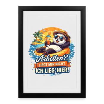 Vacances à la plage panda : travail ? Pas pour moi - Affiche encadrée (27 × 37 cm) - noir - Devant