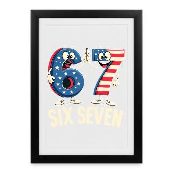 US Flag 67 Memes Six Seven - Affiche encadrée (27 × 37 cm) - noir - Devant