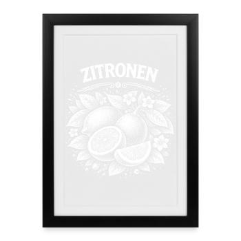 Illustration des citrons en noir et blanc - Affiche encadrée (27 × 37 cm) - noir - Devant
