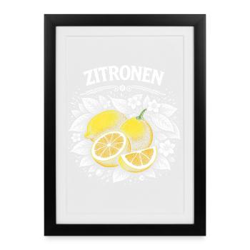 Lemon Power – Illustration rétro de fruits - Affiche encadrée (27 × 37 cm) - noir - Devant