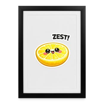 Autocollant zeste d’agrumes - Affiche encadrée (27 × 37 cm) - noir - Devant