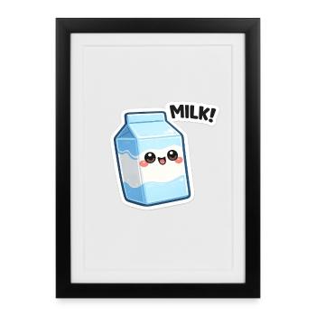 Kawaii Milchcarton Sticker Design - Framed poster (27 × 37 cm) - black - Front