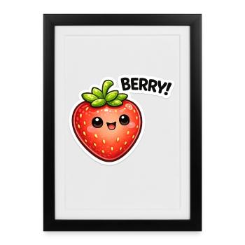 Autocollants Berry Style Kawaii - Affiche encadrée (27 × 37 cm) - noir - Devant