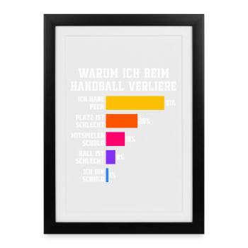 Pourquoi je perds au handball - Affiche encadrée (27 × 37 cm) - noir - Devant