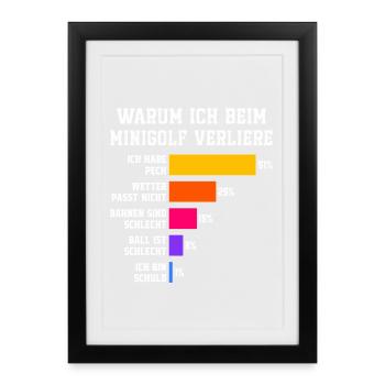 Why I lose at minigolf Minigolfer - Framed poster (27 × 37 cm) - black - Front