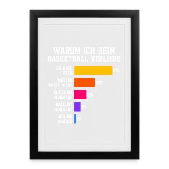 Warum ich beim Basketball verliere Basketball - Gerahmtes Poster (27 × 37 cm) - Schwarz - Vorne