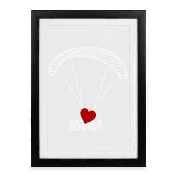 Maman parapentiste avec du cœur - Affiche encadrée (27 × 37 cm) - noir - Devant
