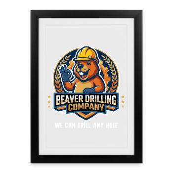 Beaver Drilling Co peut percer n’importe quel trou. Terre - Affiche encadrée (27 × 37 cm) - noir - Devant
